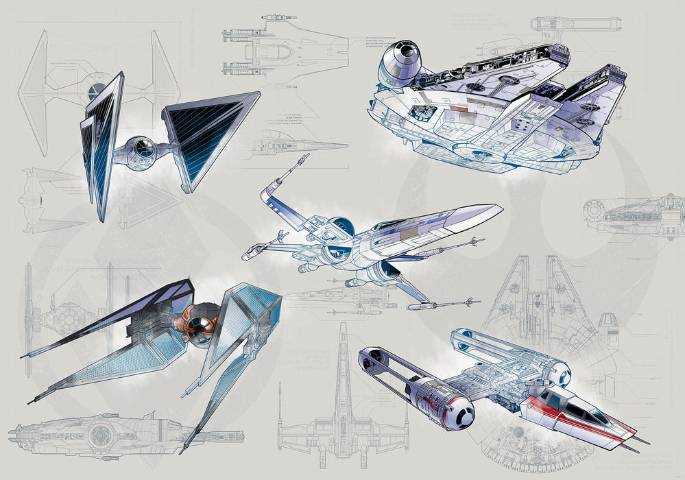 Vlies Fototapete | Star Wars Blueprint Light | Größe 400 x 280 cm