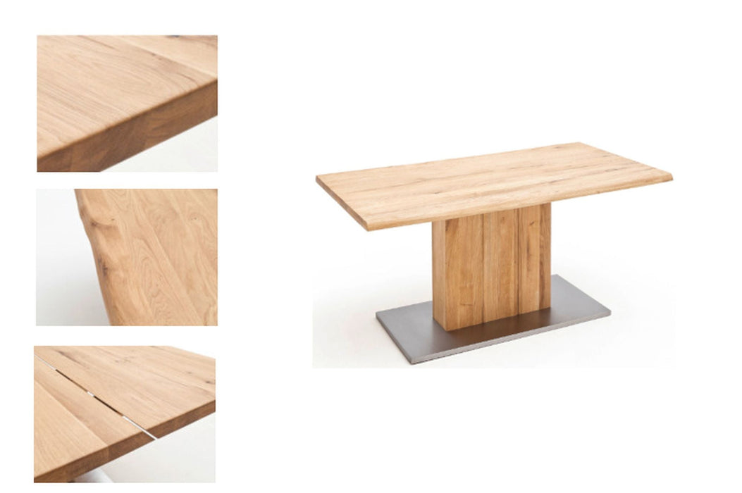 MCA | GRETA 1 TISCH | BALKENEICHE DL GEOELT | GERADE KANTE, SAEULENFUSS