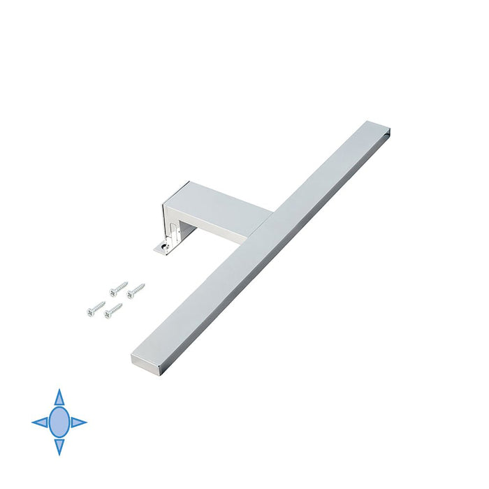 emuca LED-Anbauleuchte für Badspiegel, 450 mm, IP44, kaltes weißes Licht, Alumin