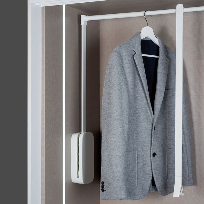 Emuca AUSLAUF | Kleiderlift Garderoben Sling, 830 - 1150, Weißer Kunststoff, Stahl Kunststoff