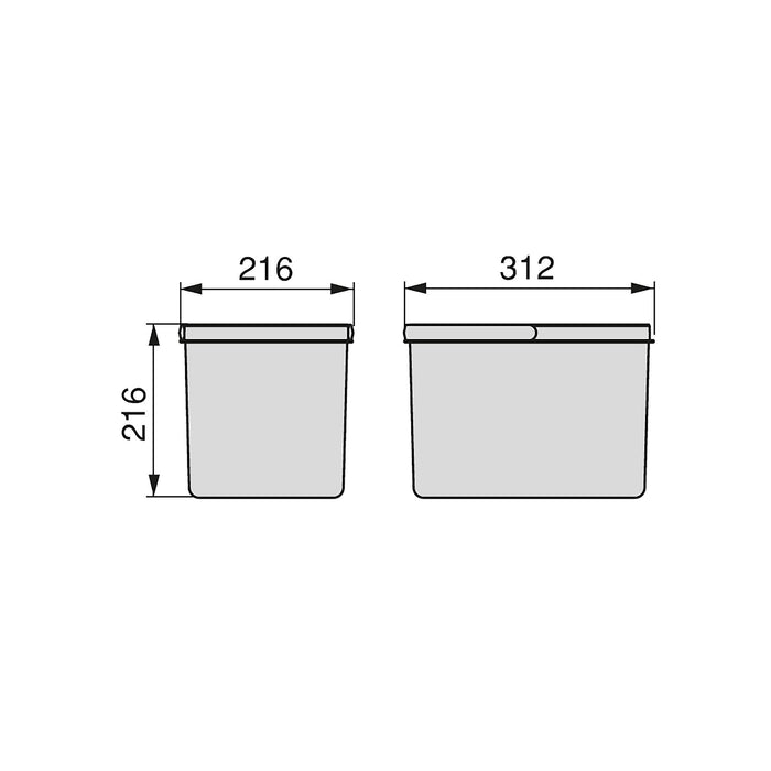 emuca Behälter für Küchenschublade, H216, 2x12L, Anthrazitgrau