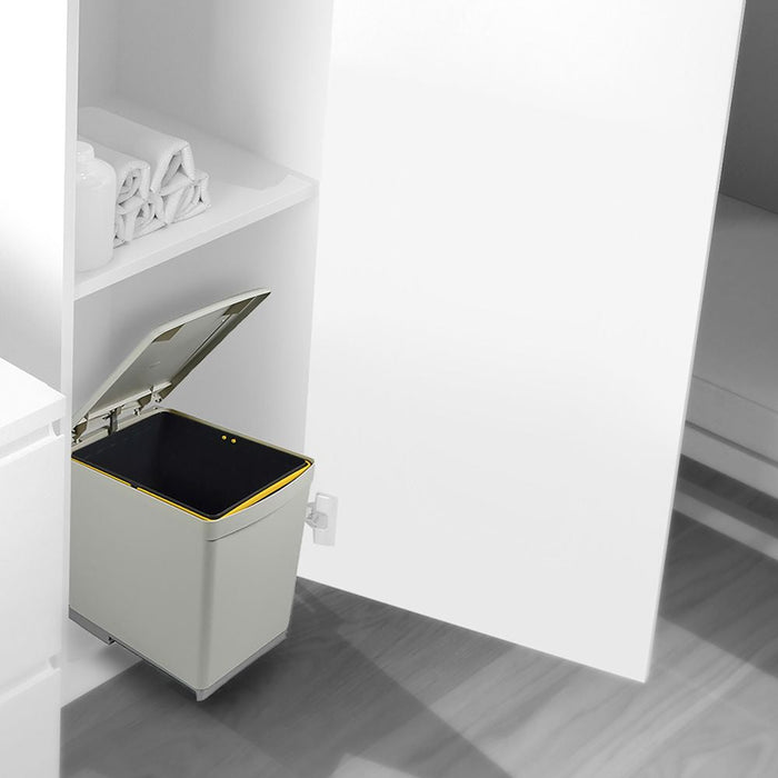 Recyclingbehälter Bodenbefestigung manuellen Auszug in der Küchenzeile 1 x16 Liter Automatikdeckel, Kunststoff, Grau