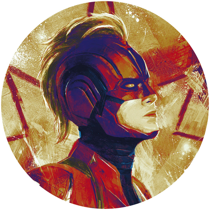 Komar | Selbstklebende Vlies Fototapete/Wandtattoo | Avengers Painting Captain Marvel Helmet | Größe 125 x 125 cm