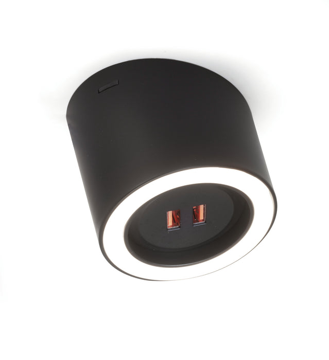 Naber | Unika 4 Farbwechsel LED | Aufbauleuchte | Einzelleuchte mit 2-fach USB A | schwarz matt