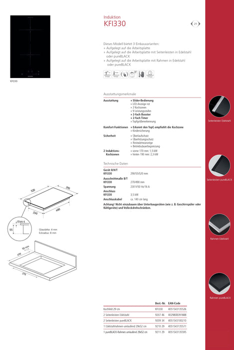 Oranier | KFI330  | Domino-Induktions-Kochfeld