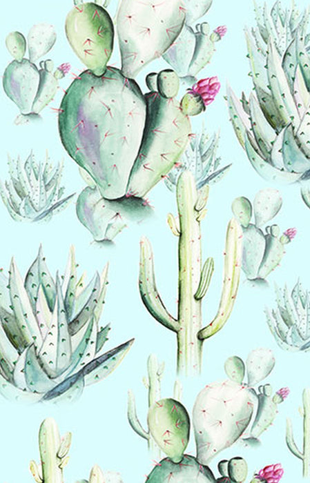 Komar | Vlies Fototapete | Cactus Blue Panel | Größe 100 x 250 cm
