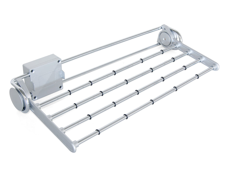 Seitlich ausziehbarer Self Hosenbügel, Grau metallic, Stahl Kunststoff