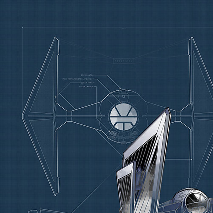 Komar | Vlies Fototapete | Star Wars Blueprint Dark | Größe 400 x 280 cm