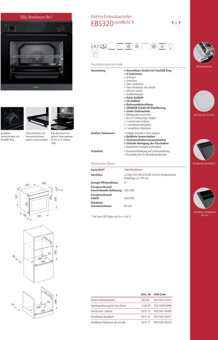 Oranier | EBS320 | Einbaubackofen