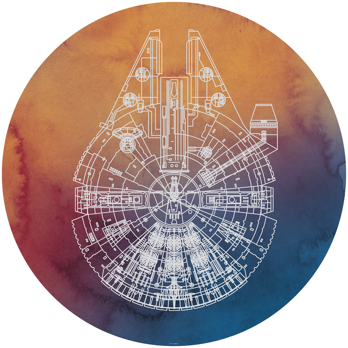 Komar | Selbstklebende Vlies Fototapete/Wandtattoo | Star Wars Millennium Falcon | Größe 125 x 125 cm