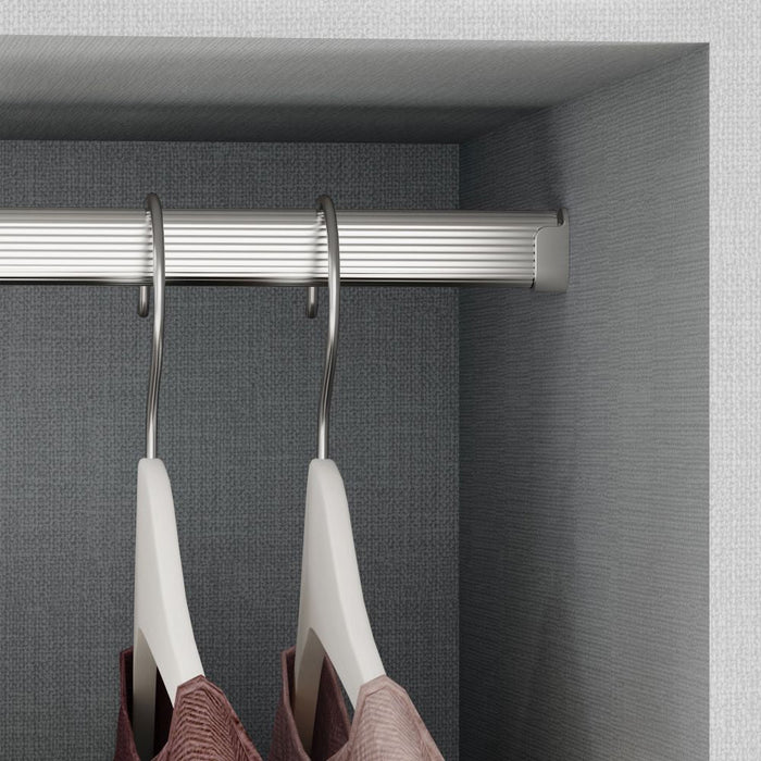 Satz von Schrankschienenset 2 x 0,75 m Halterungen, Aluminium Zamak, Matt eloxiert