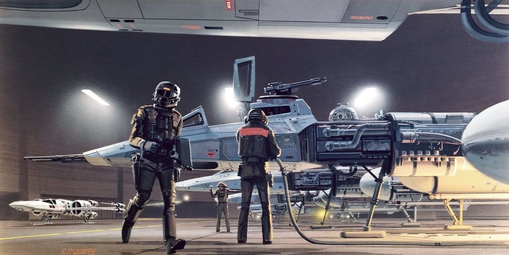 Vlies Fototapete | Star Wars Classic RMQ Yavin Hangar | Größe 500 x 250 cm