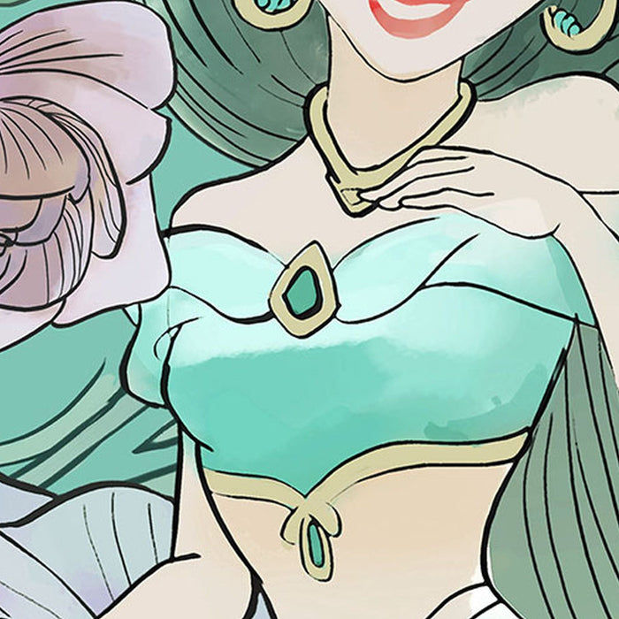 Selbstklebende Vlies Fototapete/Wandtattoo | Jasmin Elegant MInt  | Größe 125 x 125 cm