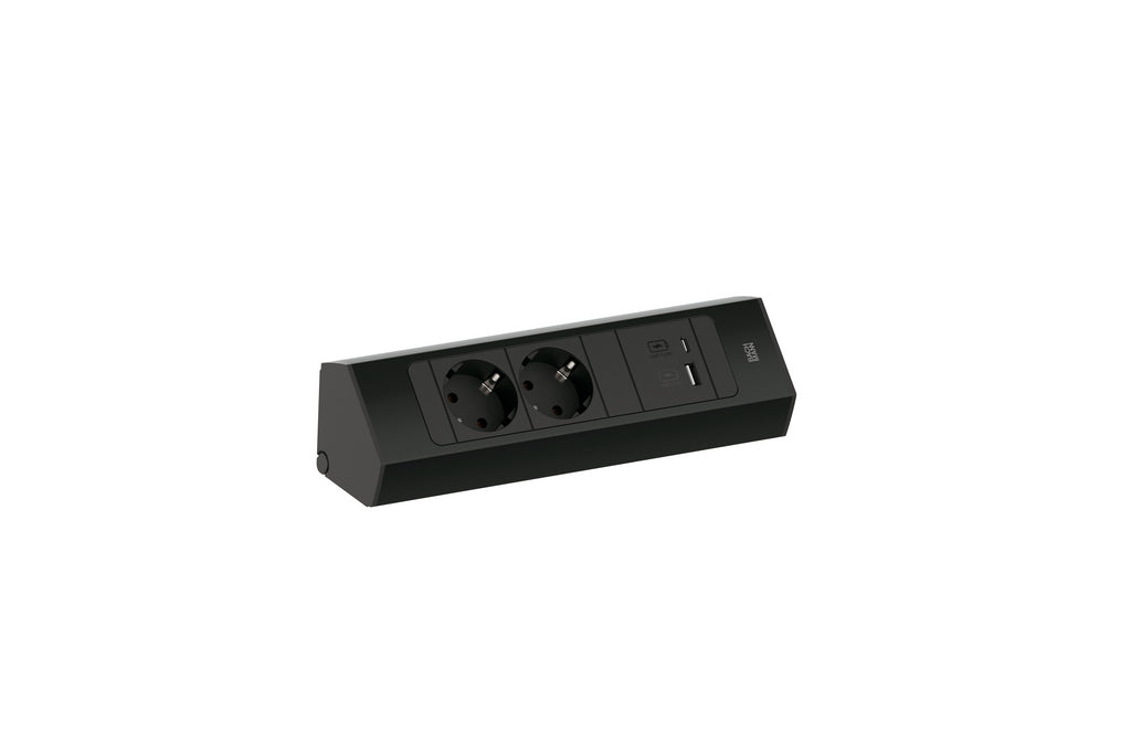 Naber | Casia 2K Steckdosenleiste USB A+C | Ecksteckdosenelement | schwarz matt