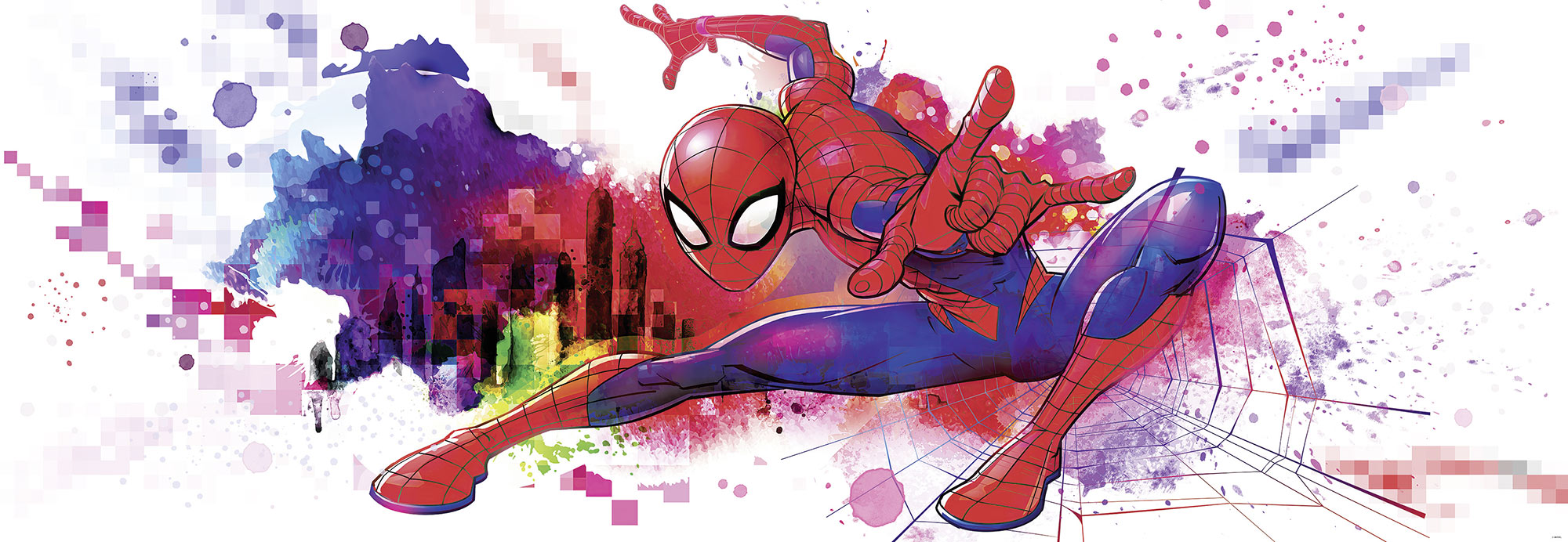 Komar | Papier Fototapete | Spider Man Graffiti Art | Größe 368 x 127 cm