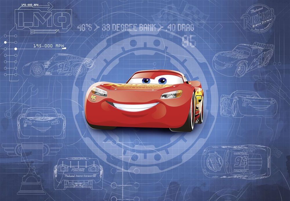 Papier Fototapete | Cars3 Blueprint | Größe 368 x 254 cm