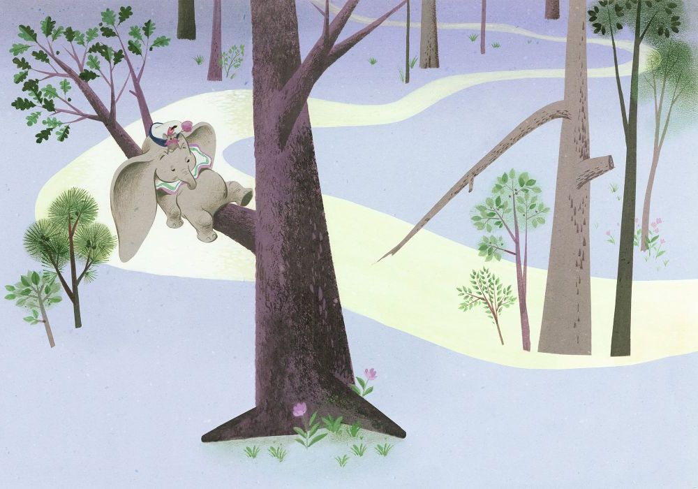 Vlies Fototapete | Dumbo Sleep on Tree | Größe 400 x 280 cm