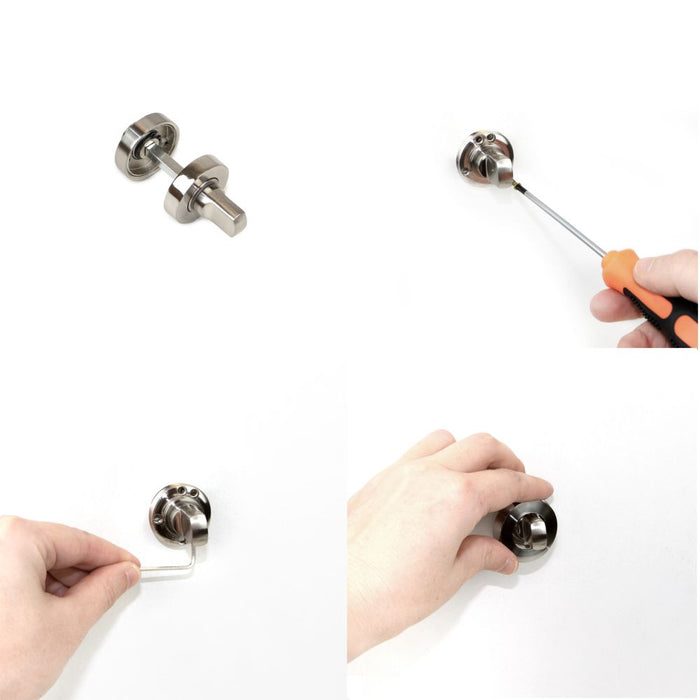 Satz von 5 Verurteilungen rer Rosette Innentüren, Durchmesser 35mm, Zamak, Nickel satiniert