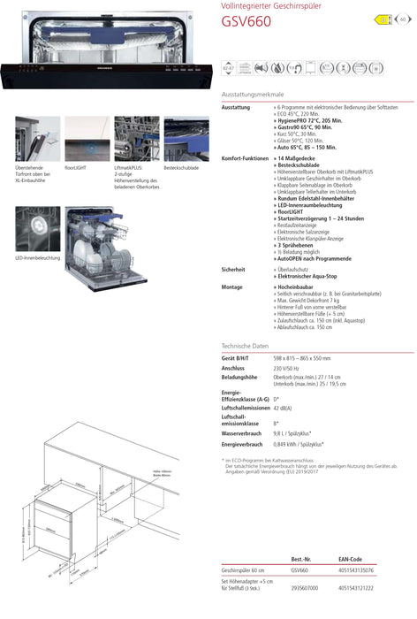 Oranier | GSV660 | Geschirrspüler