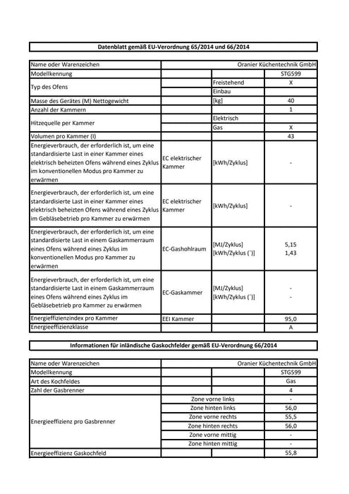 Oranier | STG599 | Gas-Standherd