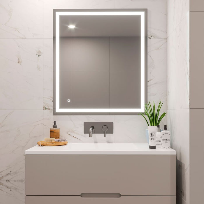 emuca Hercules Badezimmerspiegel mit LED-Frontalbeleuchtung und dekorativer Bele