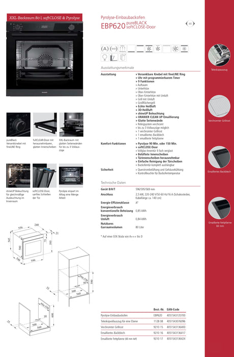 Oranier | EBP620 | Einbaubackofen