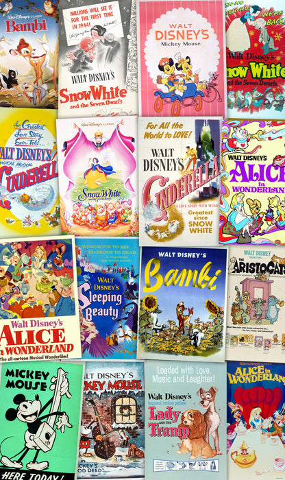 Vlies Fototapete | Disney Movie Posters Retro Girls | Größe 120 x 200 cm