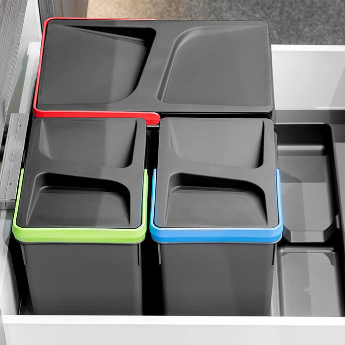 emuca Behälter für Küchenschublade, H 216 mm, 2x6L, Anthrazitgrau