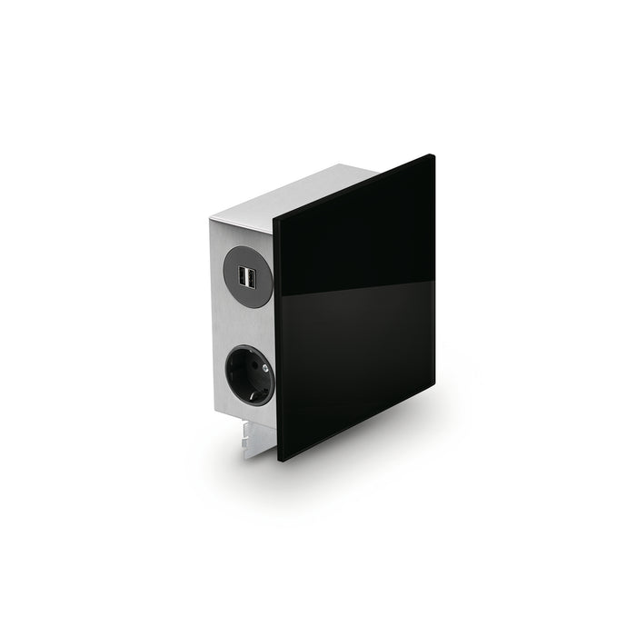 Naber | Mira Quad Glas-USB | Aufbausteckdosenelement | Edelstahl/Glas schwarz