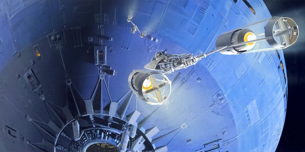 Vlies Fototapete | Star Wars Classic RMQ Death Star Assault | Größe 500 x 250 cm