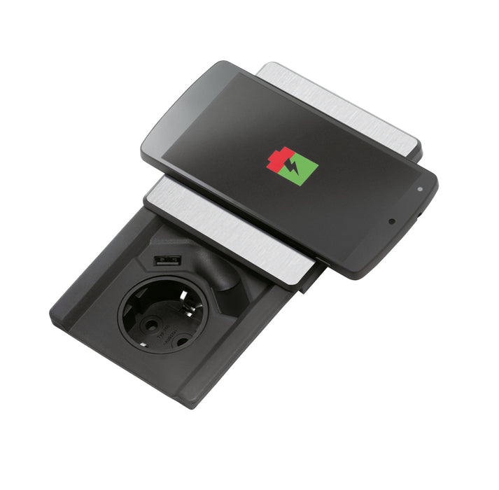 Evoline® Square-USB Qi | Einbausteckdosenelemente | mit Schukosteckdosen