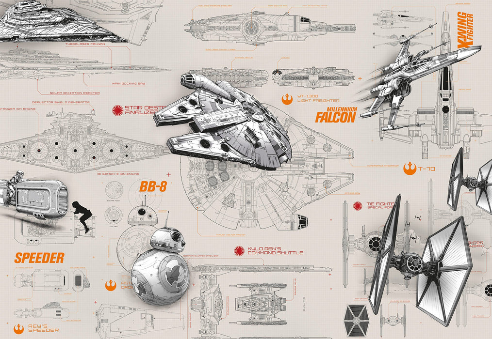 Papier Fototapete | STAR WARS Blueprints | Größe 368 x 254 cm