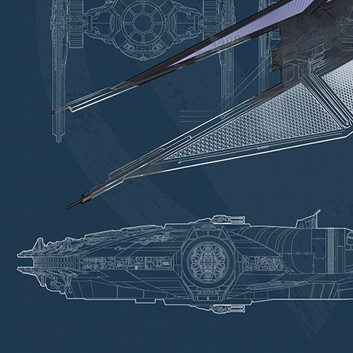 Vlies Fototapete | Star Wars Blueprint Dark | Größe 400 x 280 cm