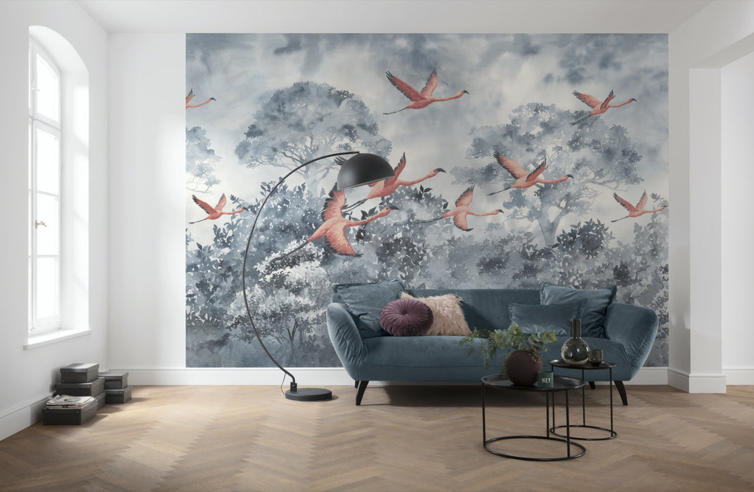 Komar | Vlies Fototapete | Flamingos in the Sky | Größe 400 x 280 cm