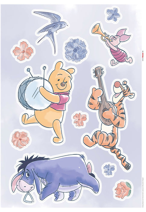 Wandtattoo | Winnie the Pooh Flowers & Music  | Größe 50 x 70 cm