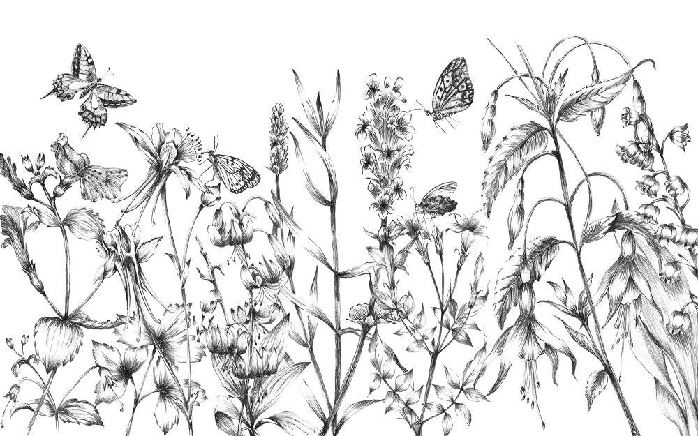 Komar | Vlies Fototapete | Butterfly Field  | Größe 400 x 250 cm