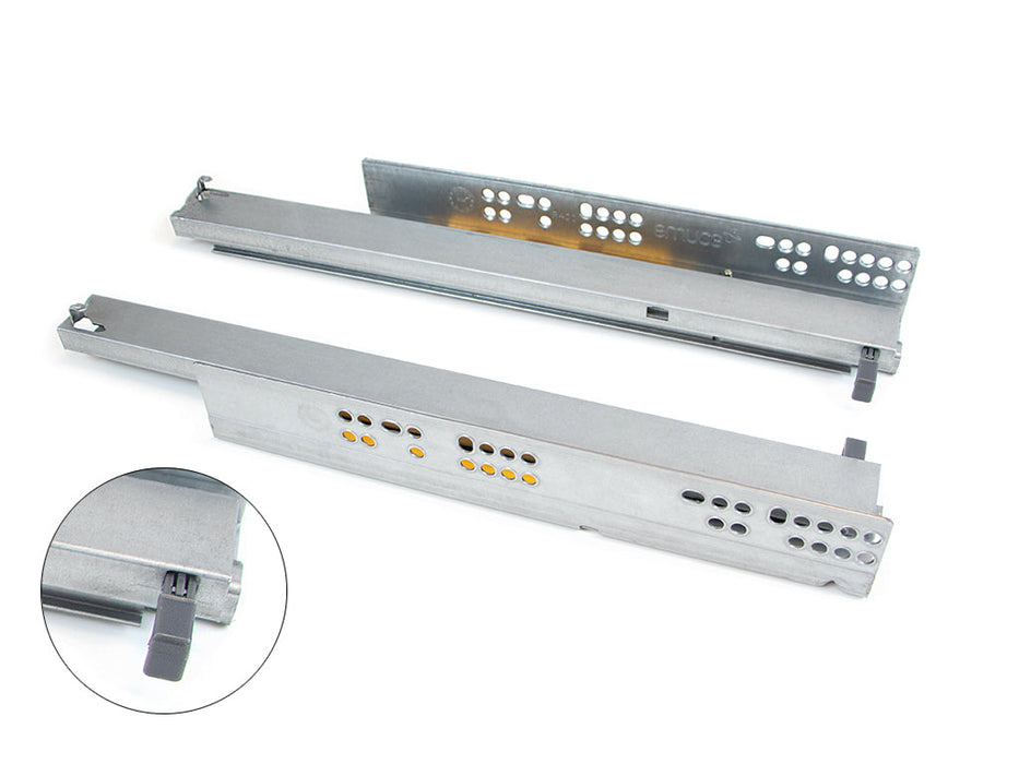 Satz Unterflurführungen Silver, Vollauszug, Push, T 350mm, Stahl, Verzinkt