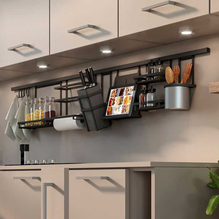 emuca Küchenbesteckhalter mit Chromeimer zum Aufhängen Stahl Anthrazit Grau