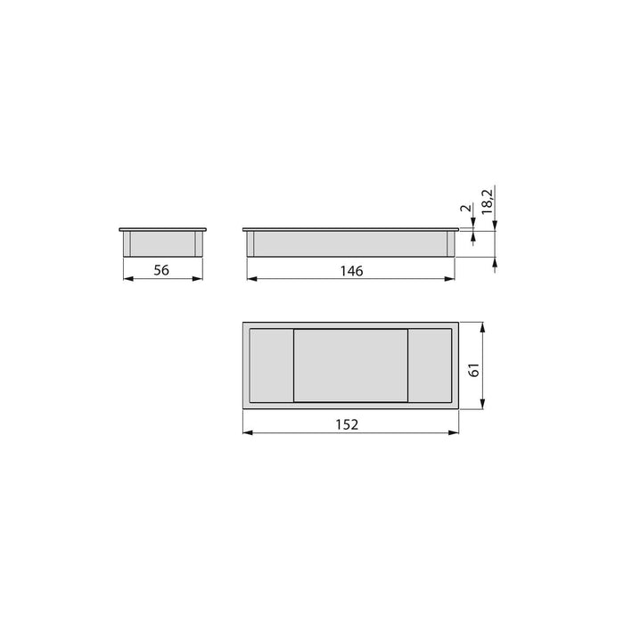 emuca Kabeldurchlass Tische rechteckig 152 x 61 mm Einbetten Kunststoff Weiß 5 S