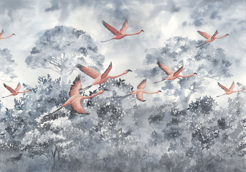 Komar | Vlies Fototapete | Flamingos in the Sky | Größe 400 x 280 cm