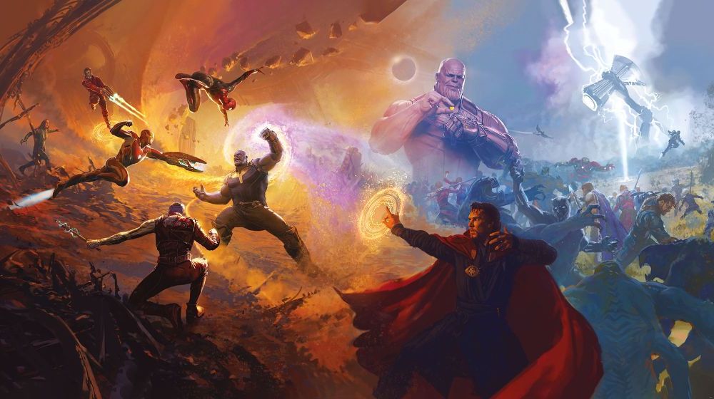 Komar | Vlies Fototapete | Avengers Epic Battles Two Worlds | Größe 500 x 280 cm