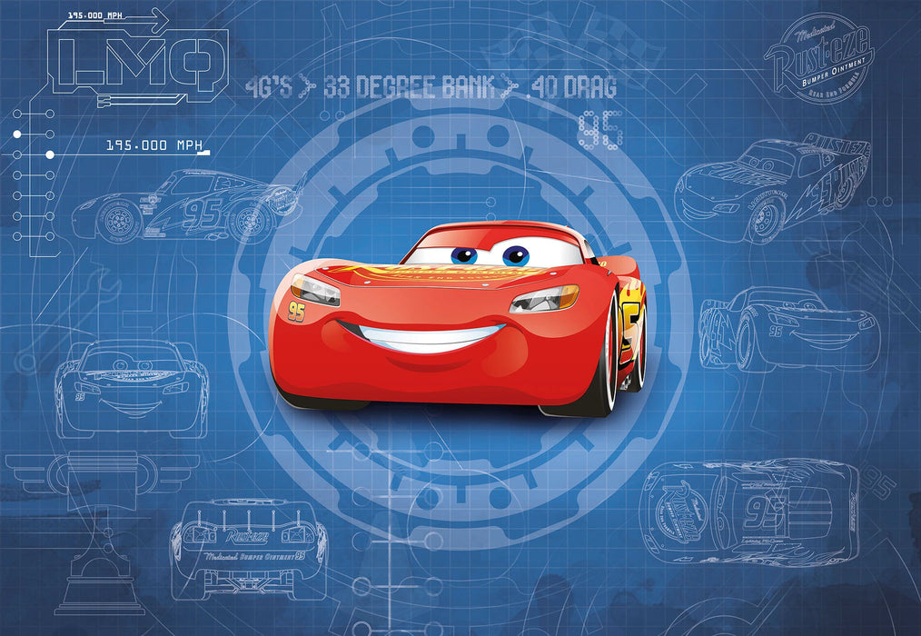 Papier Fototapete | Cars3 Blueprint | Größe 368 x 254 cm