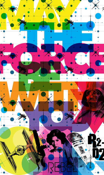Vlies Fototapete | Star Wars Pop Neon Geometrics Leia | Größe 120 x 200 cm