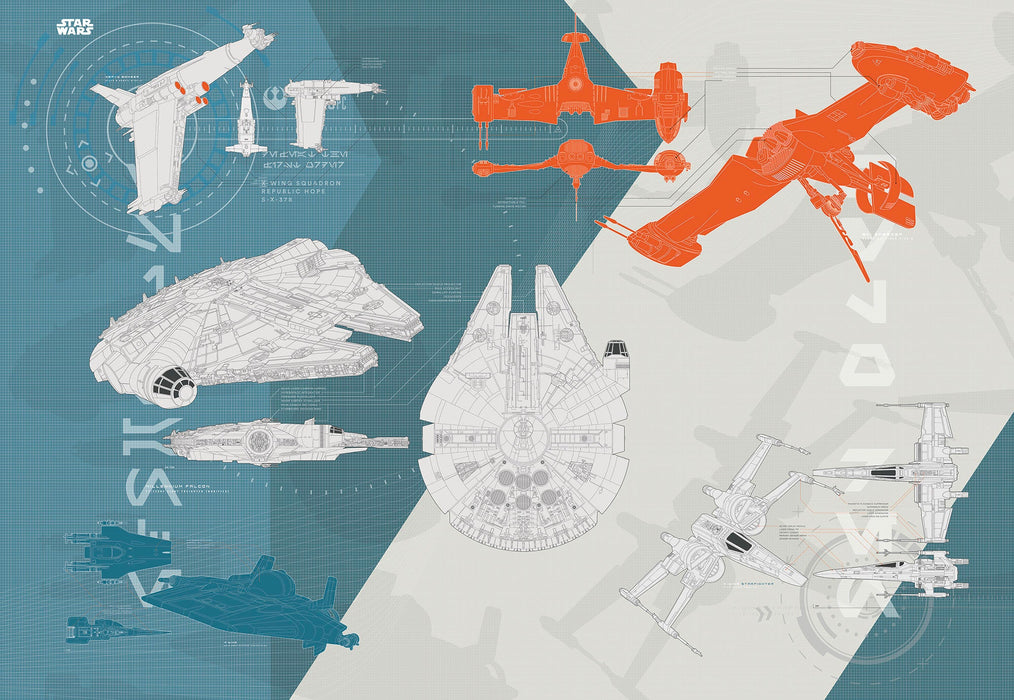 Papier Fototapete | Star Wars  – Technical Plan | Größe 368 x 254 cm