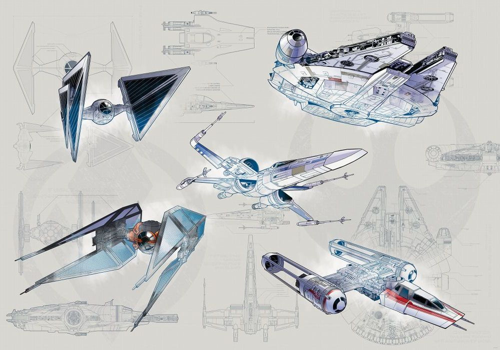 Vlies Fototapete | Star Wars Blueprint Light | Größe 400 x 280 cm