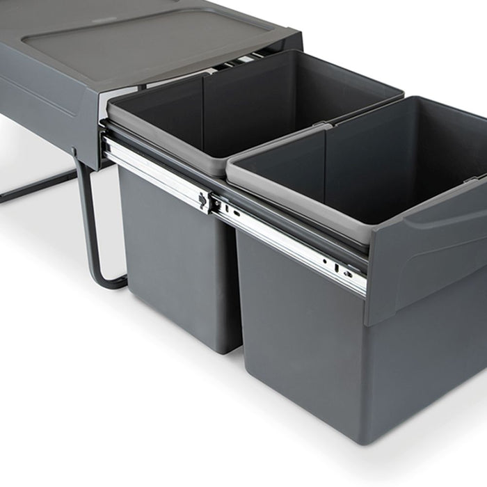 emuca Recyclingbehälter 2x 15L manuell Stahl Kunststoff Anthrazit