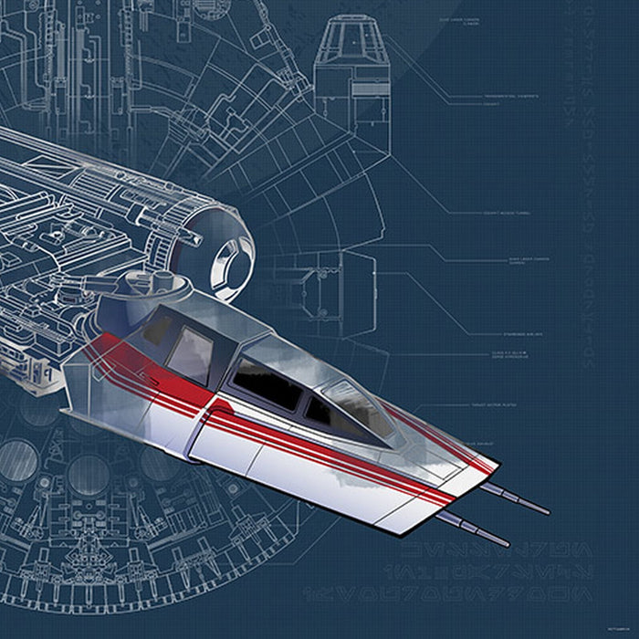Vlies Fototapete | Star Wars Blueprint Dark | Größe 400 x 280 cm