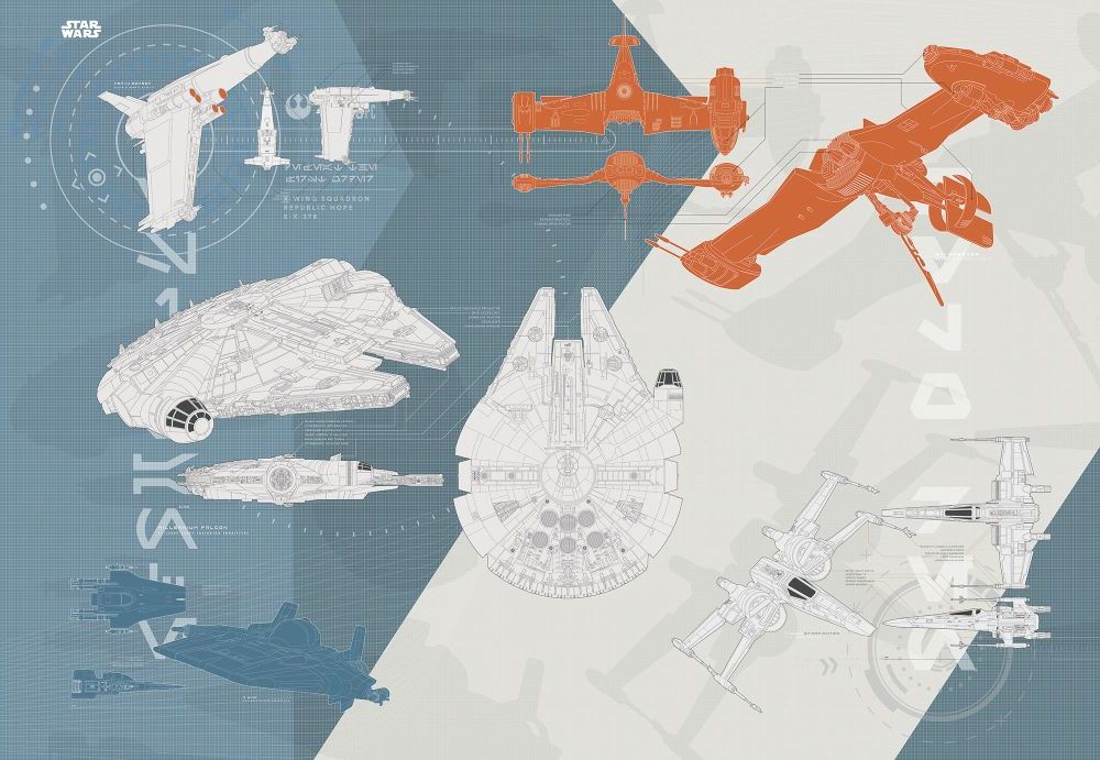 Papier Fototapete | Star Wars  – Technical Plan | Größe 368 x 254 cm