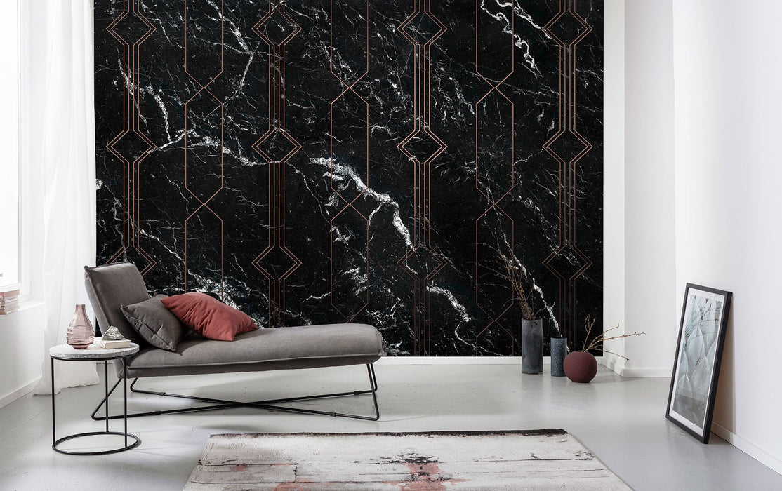 Vlies Fototapete | Marble Black | Größe 400 x 250 cm