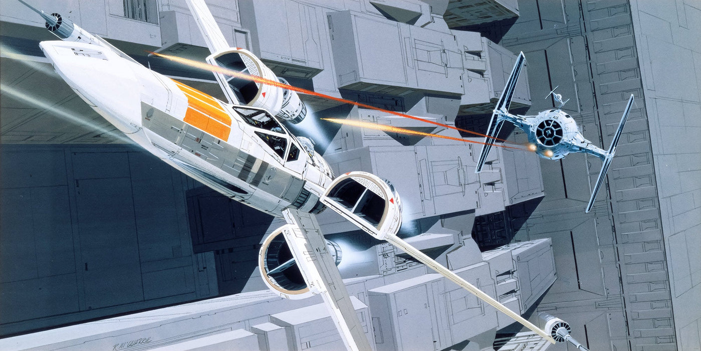 Vlies Fototapete | Star Wars Classic RMQ X|Wing vs TIE|Fighter | Größe 500 x 250 cm